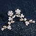 Ear Crawler Earrings Flower Ear Climber Earrings - S925 Sterling Silver Post Cubic Zirconia Ear Cuff Earrings Gold Tone