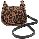QZWAIFEN Women's Mini Leopard Print Saddle Crossbody Bag - Cheetah Print Small Shoulder Purse for Women