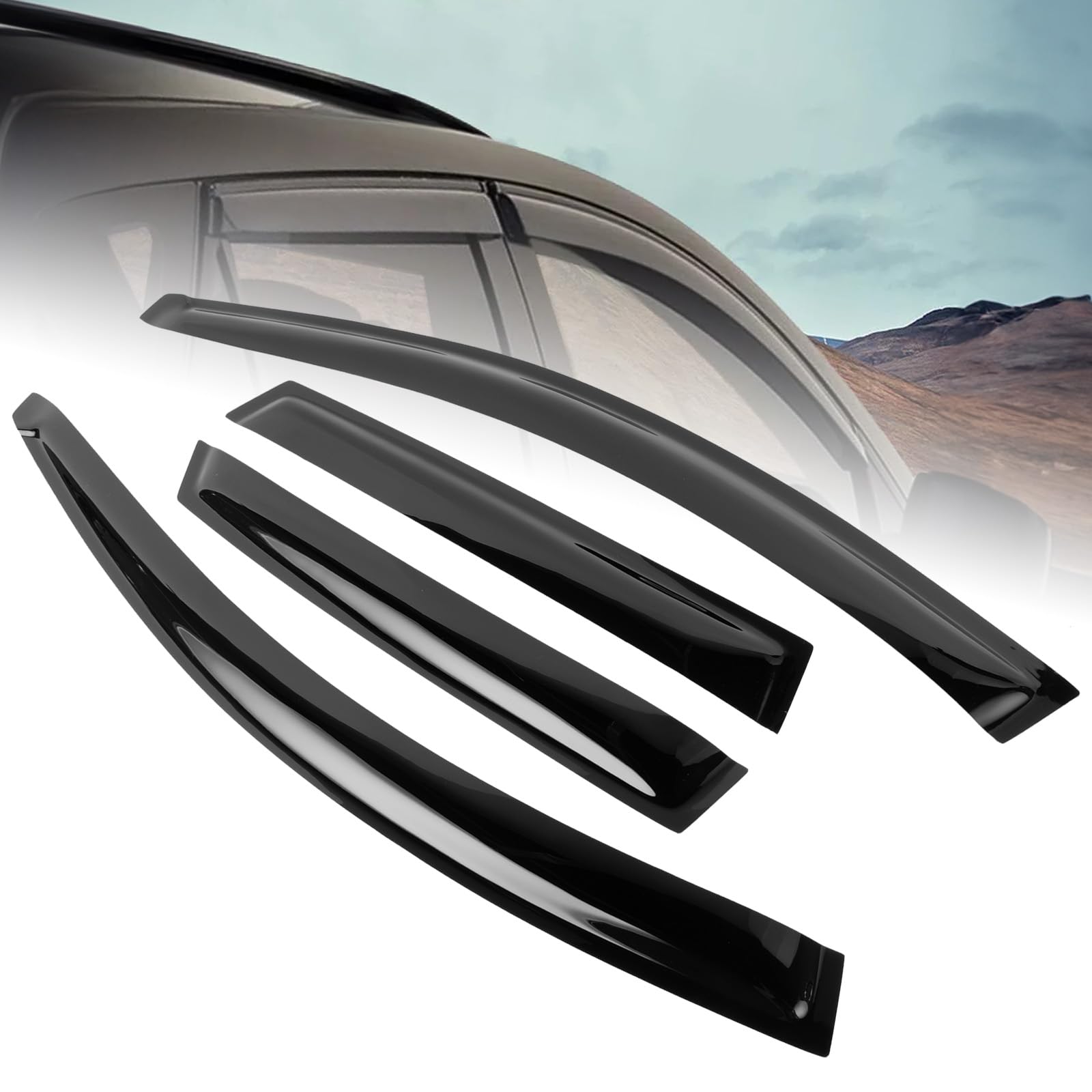 Photo 1 of NEXAGEBIUS 4Pcs Tape-on Type Side Window Rain Guards Deflectors and Visors Vent Shades Compatible with 2010 2011 2012 2013 Mazda 3 Hatchback Car Accessories