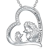 LONAGO Hedgehog Necklace Sterling Silver Hedgehog Heart Pendant Necklace Jewelry Gift for Women
