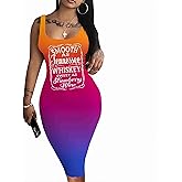 Mrskoala Women Midi Tank Dresses Casual Sexy Club Dress Summer Gradient Rose Orange Blue M