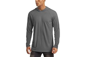 MAGCOMSEN Men's Hooded UPF 50+ Sun Protection T Shirts Long Sleeve Athletic Fishing Shirts Rash Guards