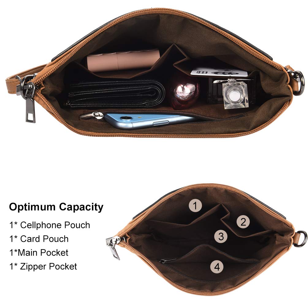 VBIGER Schultertasche Fransen Umhängetasche Damen Fransentasche PU leder für Frauen Kamelfarbe (Kamelfarbe)