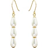 Classy Gold Filled Pearl Drop Earrings, Pearl Earrings for Women, Simple Gold Earrings Dangly, Gift for Daughter Wife Mother Bridesmaid Jewelery, Wedding Jewelry