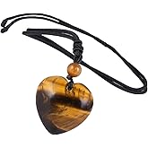 TUMBEELLUWA Carved Stone Heart Shape Necklace Chakra Quartz Pendant with Cord Amulet Healing Crystal Jewelry for Unisex