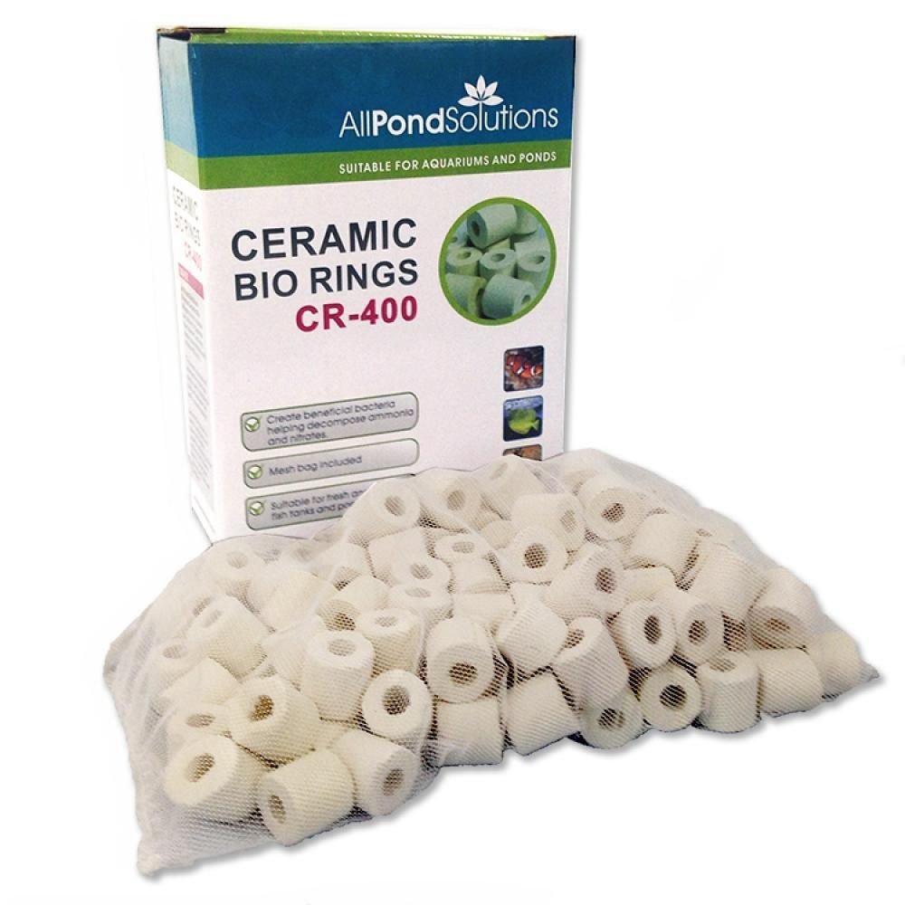 allpondsolutions Ceramic Rings Biological Filter Media For Aquarium Fish Tank & Pond 400g with Mesh Net.
