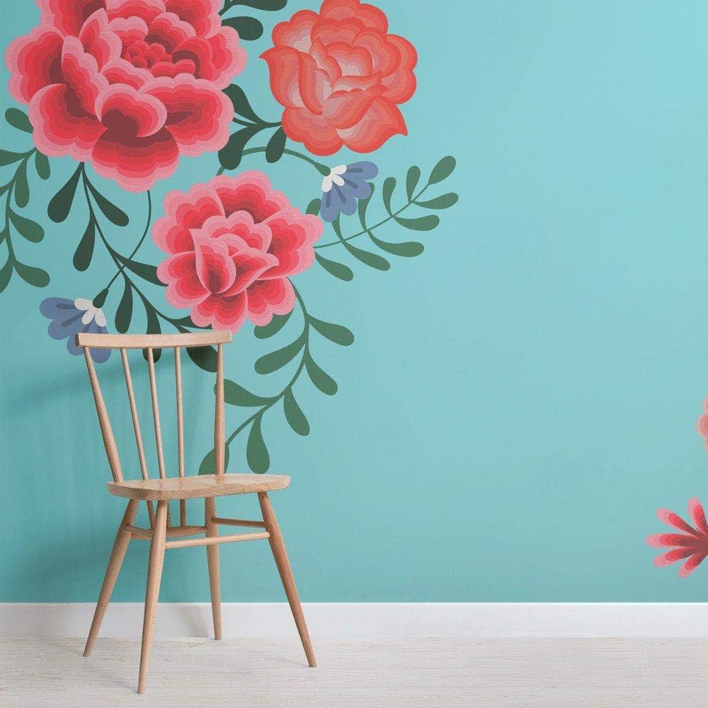 Home Floral Wallpaper Blue Frida Kahlo Flower Wallpaper Mural 200x140cm Amazon Co Uk Diy Tools