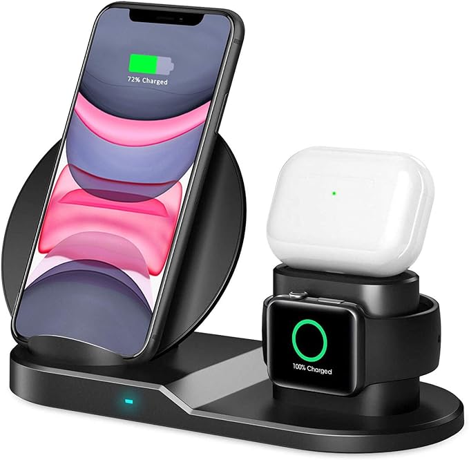 3 in 1 Wireless Charging Pad With 30 Watts EU Plug Adapter Qi Charger