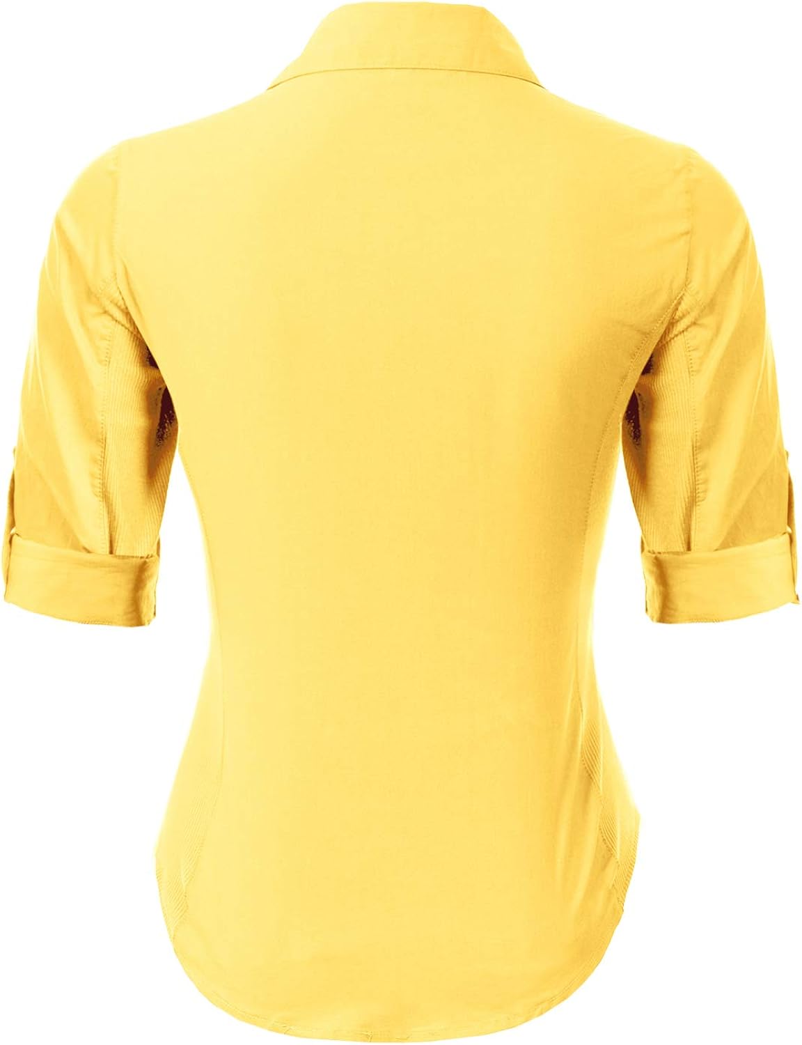 Design by Olivia Women's Solid Cotton Voile Ribbed Pocket and Side Button-Down Shirt: Clothing