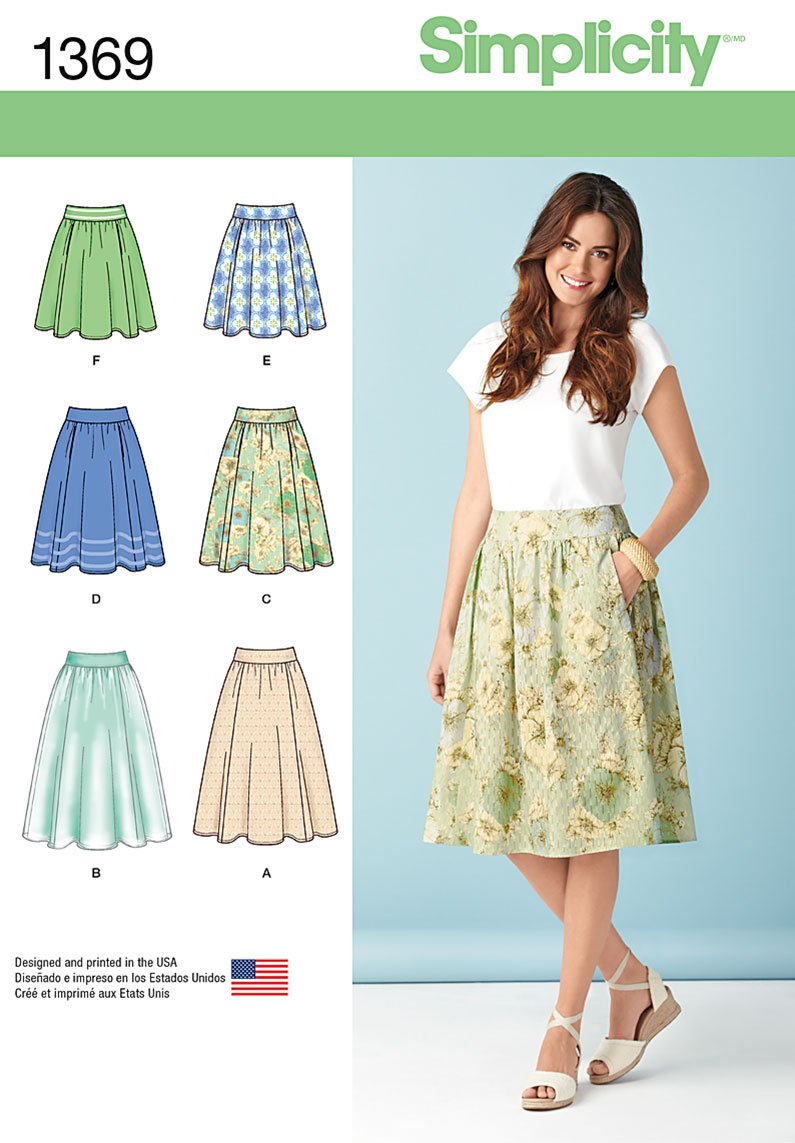 Simplicity Sewing Pattern 1369: Misses' Skirts in Three Lengths, Size, Paper, White, H5 (6-8-10-12-14)