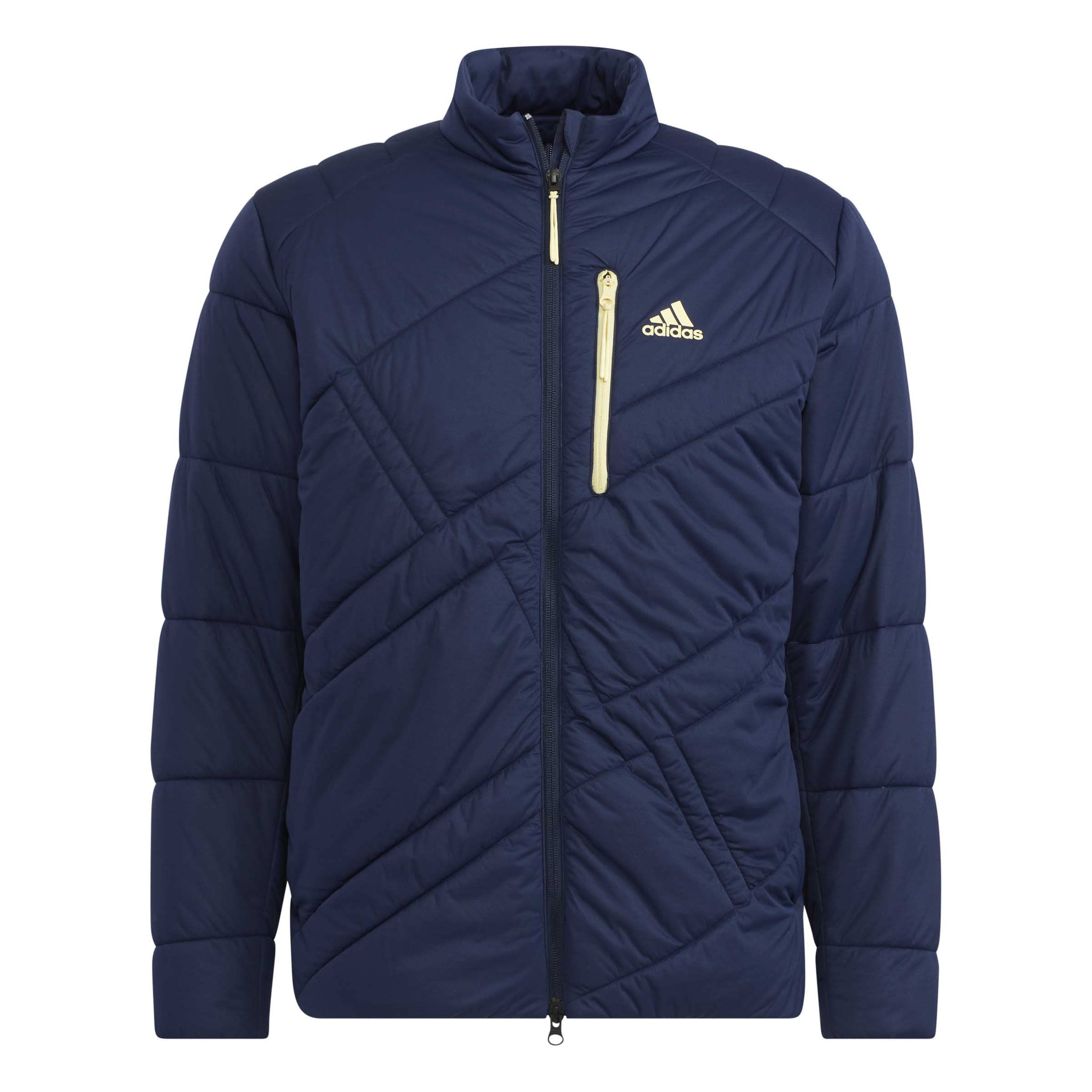 adidas Golf保温 中ワタ長袖フルジップジャケット　ネイビー 新品✨アディダスゴルフ 現行 ロゴ保温中ワタ長袖フルジップジャケット