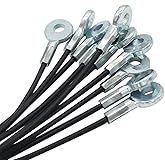 Bytiyar 1/8"(3mm) Wire Diam Galvanized Steel Cable Eyelets Ended Short Rope Lanyard Safety Tether Chain Lock with Vinyl Coated Cover, 10 Pcs Black 20"/50cm Length