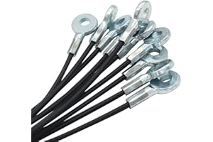 Bytiyar 1/8"(3mm) Wire Diam Galvanized Steel Cable Eyelets Ended Short Rope Lanyard Safety Tether Chain Lock with Vinyl Coated Cover, 10 Pcs Black 20"/50cm Length