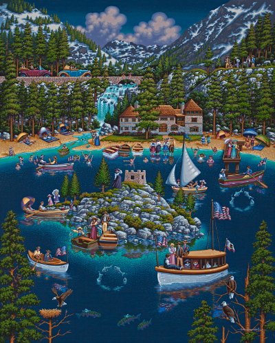 Dowdle Folk Art Lake Tahoe Jigsaw Puzzle