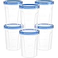 Reusable Soup Container with Airtight Twist Top Lid, Versatile BPA-Free Plastic Containers for Ice Cream, Lunch, Leftovers, Microwave, Dishwasher and Freezer Safe [6 Pack-32 oz]