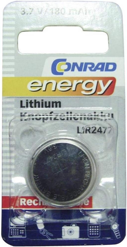 Conrad 252225 180 mAh Lithium Battery 3.6 V Rechargeable Battery (180 mAh Batteries, Lithium, 3.6 V, Metal, 1)