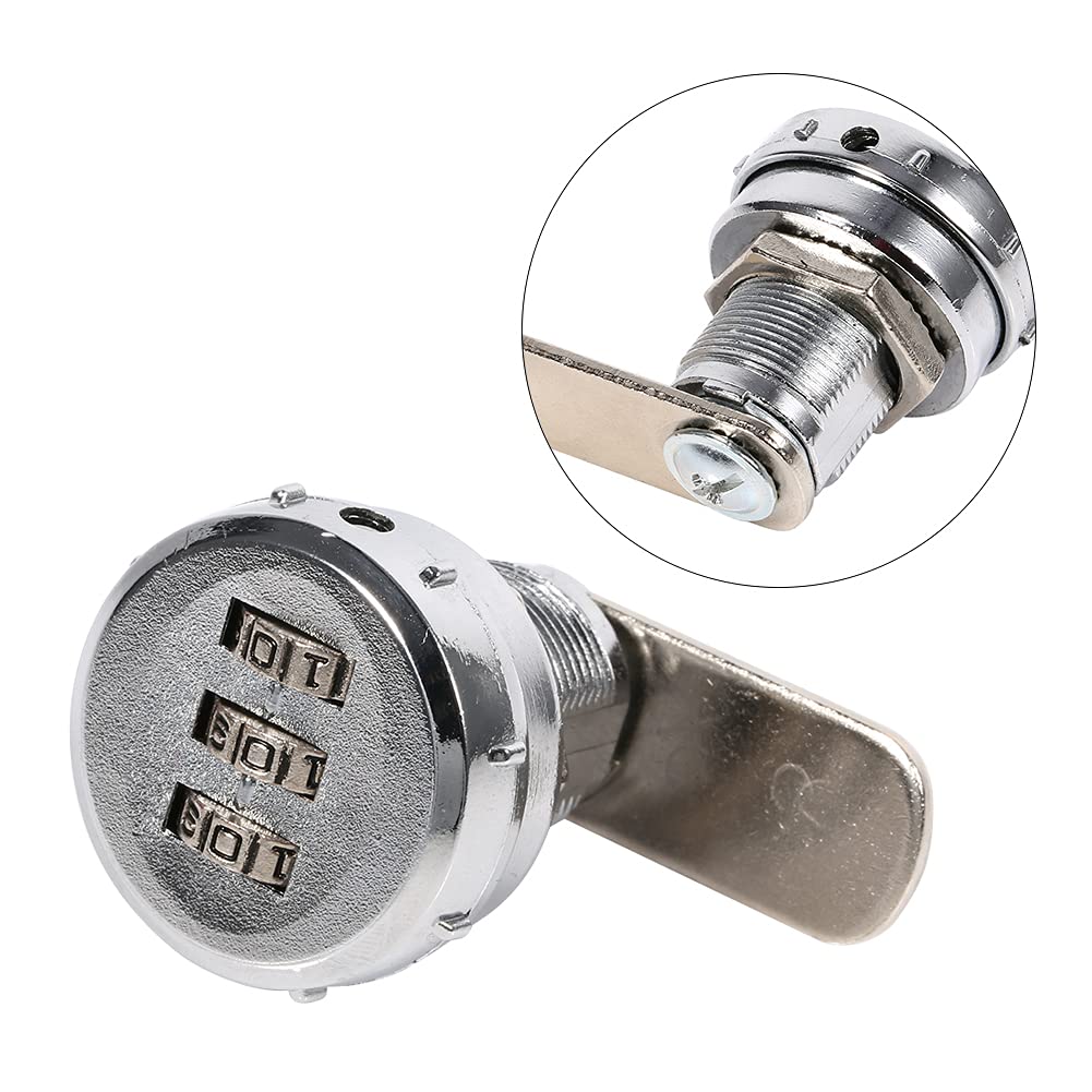 Cabinet Drawer Password Code Lock , Digit Mechanical Digital Lock , 3 Digit Code Combination Cam Cabinet Silver Zinc Alloy , for Closet Cabinet Drawer Cupboard , 12~16mm