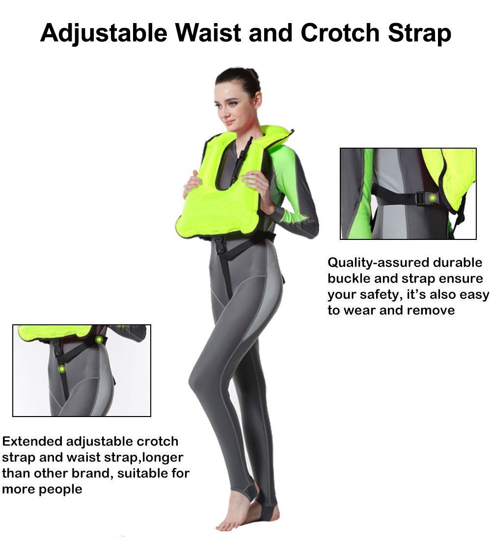 Kingswell Inflatable Snorkel Vest Life Jacket Portable Adult Swim Vest