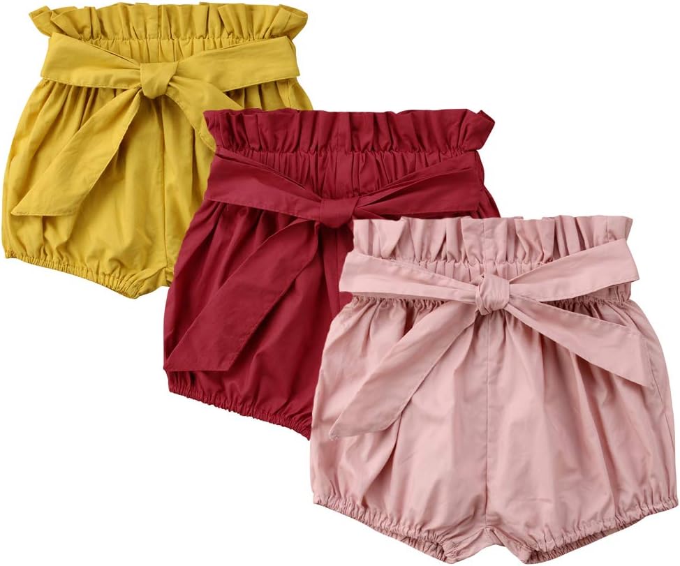 Toddler Girls' Solid Color Bowknot 3-Pack Cotton Shorts Bloomers
