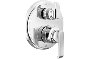 Delta Tetra Single-Function Shower Handle Trim Kit with 3-Way Integrated Diverter, Chrome Shower System Valve with Diverter, Lumicoat Chrome T24889-PR (Valve Not Included)