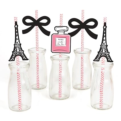 Paris Ooh La La Paris Themed Party Straw Decor With Striped