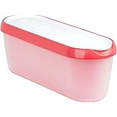 Tovolo Ice Cream Containers for Homemade Ice Cream, Glide-A-Scoop (1.5 Qt, Strawberry Sorbet) - Stackable Ice Cream Storage C