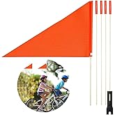 Uelfbaby Bike Safety Flag with Pole 6 Ft Adjustable Height Heavy Duty Fiberglass Pole Polyester Full Color Tear-Resistant Waterproof Orange Safety Flag