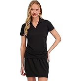 Stella Parker Womens Side Ruched Short Sleeve Polo Shirt – UPF 50+, Stretch Fabric
