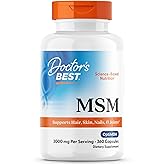 Doctor's BEST MSM, Supports Hair, Skin, Nails, & Joints, Non-GMO, Gluten Free, 3000 mg Per Serving, 360 Capsules