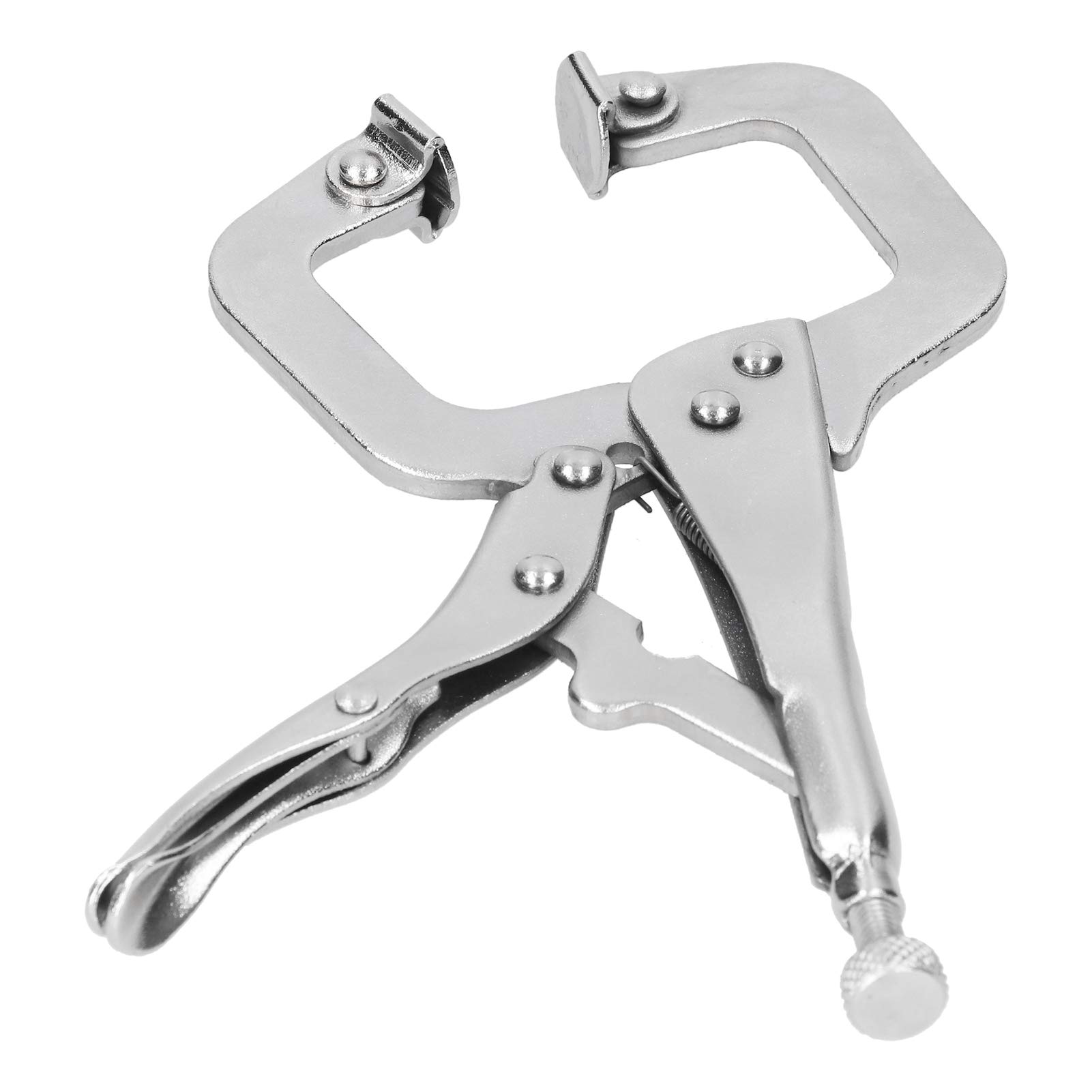 Clamp Locking Pliers,6in C Clamp Locking Heavy-Duty Locking Woodworking Clamps Set Adjustable Nickel Plated C Pliers for Pocket Hole Joinery DIY Cabinetry Welding Carpentry