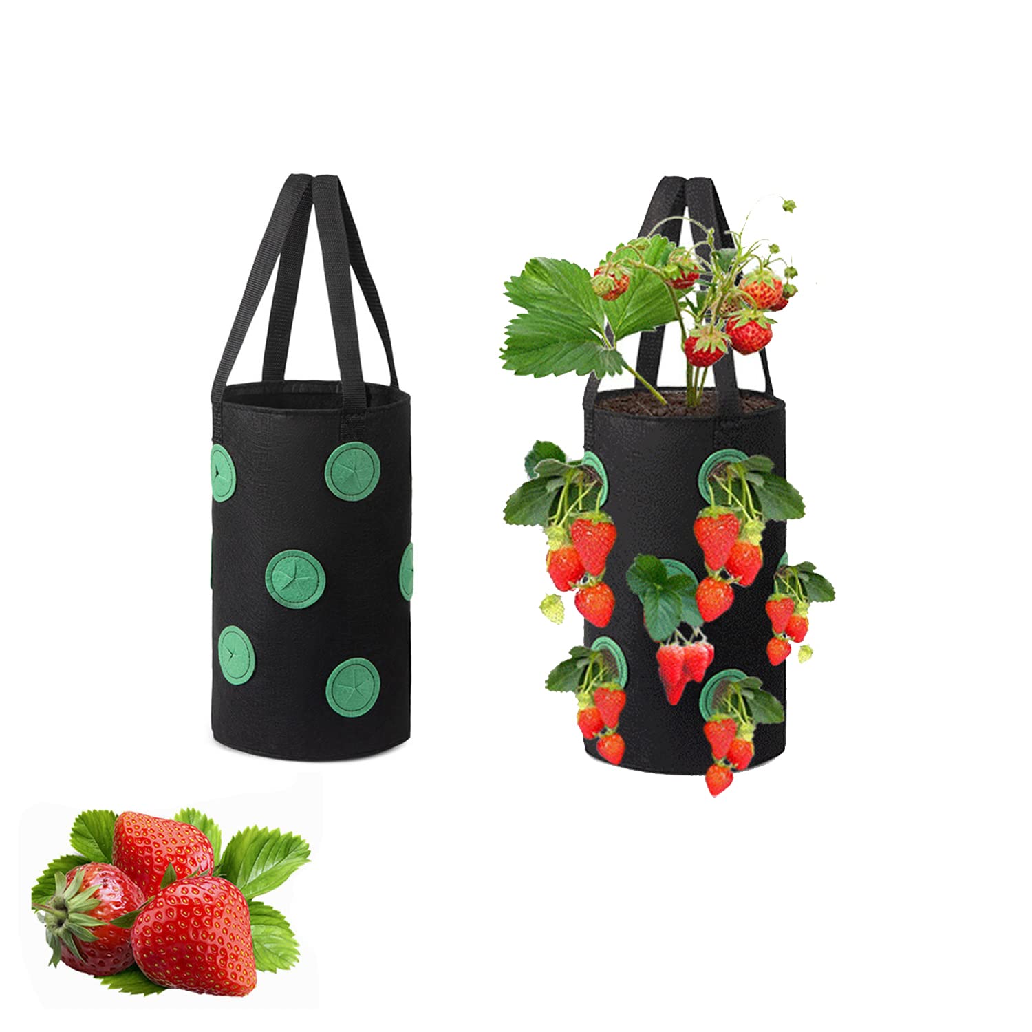 Yhuasia Strawberry Planter Bags, Vegetable Plant Bags, Hanging Strawberry Plant Bag, Hole Nonwoven Plant Hanging Basket, for Strawberries, Herbs, Vegetables and Flowers
