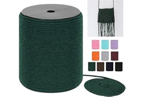 HOMEBOBO Macrame Cord 4mm x 240Yards (722Feet), Colored Cotton Macrame Rope - 3 Strands Twisted Colorful Macrame Cotton Cord for Wall Hanging, Plant Hangers, Gift Wrapping and Wedding Decorations, Dark Green