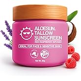 Organic Beef Tallow Sunscreen SPF 30 - Natural Sunblock Lotion for Face and Body with Non Nano Zinc Oxide Mineral Protection - Reef Safe Travel Size Tallow Moisturizer for Adult and Baby - 2.12 Oz