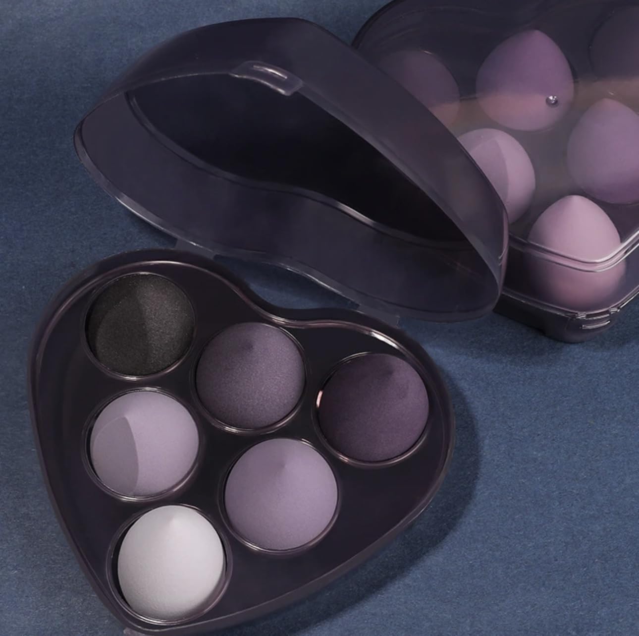 HealthyMoov Set of 6 Love Heart Shaped Makeup Sponges with 6 Sponges Purple