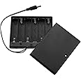 E-outstanding Battery Box 6x1.5V AA Battery Case Holder Black Enclosed Box with ON/Off Switch and 5.5mm x 2.1mm DC Plug