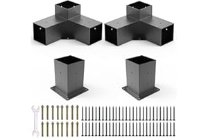 YEOOE Pergola Brackets 4x4 (Actual: 3.5x3.5 In), 2 Pack Woodworks Pergola Kit 3-Way Right Angle Corner Brackets with Post Base, Powder Coated Pergola Hardware for Lumber Pergola Gazebo Sunroom Carport