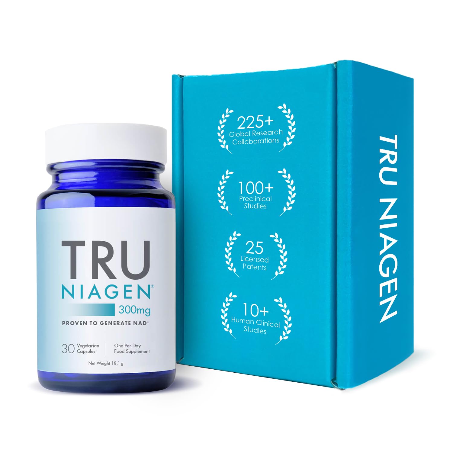 TRU NIAGEN NAD+ Supplement Niacin as Nicotinamide Riboside for Reduction of Tiredness & Fatigue, Patented Formula NR - 300mg x 30 Count