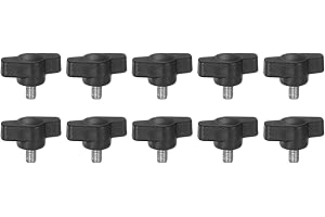 HARFINGTON 10pcs Tee Wing Knobs Thumb Screws M5 x 8mm Standard Male Thread Plastic T/Z Knobs Adjustable Handles Hand Clamping Knobs Grip Thumbscrew, Black