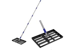 HOSKO Lawn Leveling Rake - 17" x 10" Black Ground Plate with 60" Long Handle - Level Soil or Dirt Ground Surfaces Easily - Suit for Yard Golf Lawn Leveling and Grading (5FT )