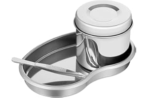 iplusmile Medical Tray Stainless Steel Instrument Tray Sterilizer Surgical Tray with Sterilizing Jar and Tweezer