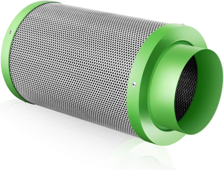 MELONFARM 4 Inch Inline Air Carbon Filter Carbon Filter Odor Control Scrubber with Australia Virgin Charcoal, Pre-Filter Included and Green Flange,for Indoor Growing Tent