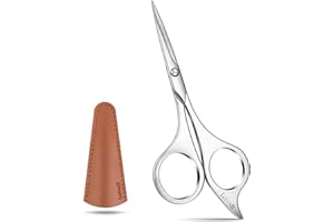 Lobodt Professional Beard Scissors,4.9 inch (silver) small sharp stainless steel barber scissors, suitable for men and women personal care grooming and pet trimming