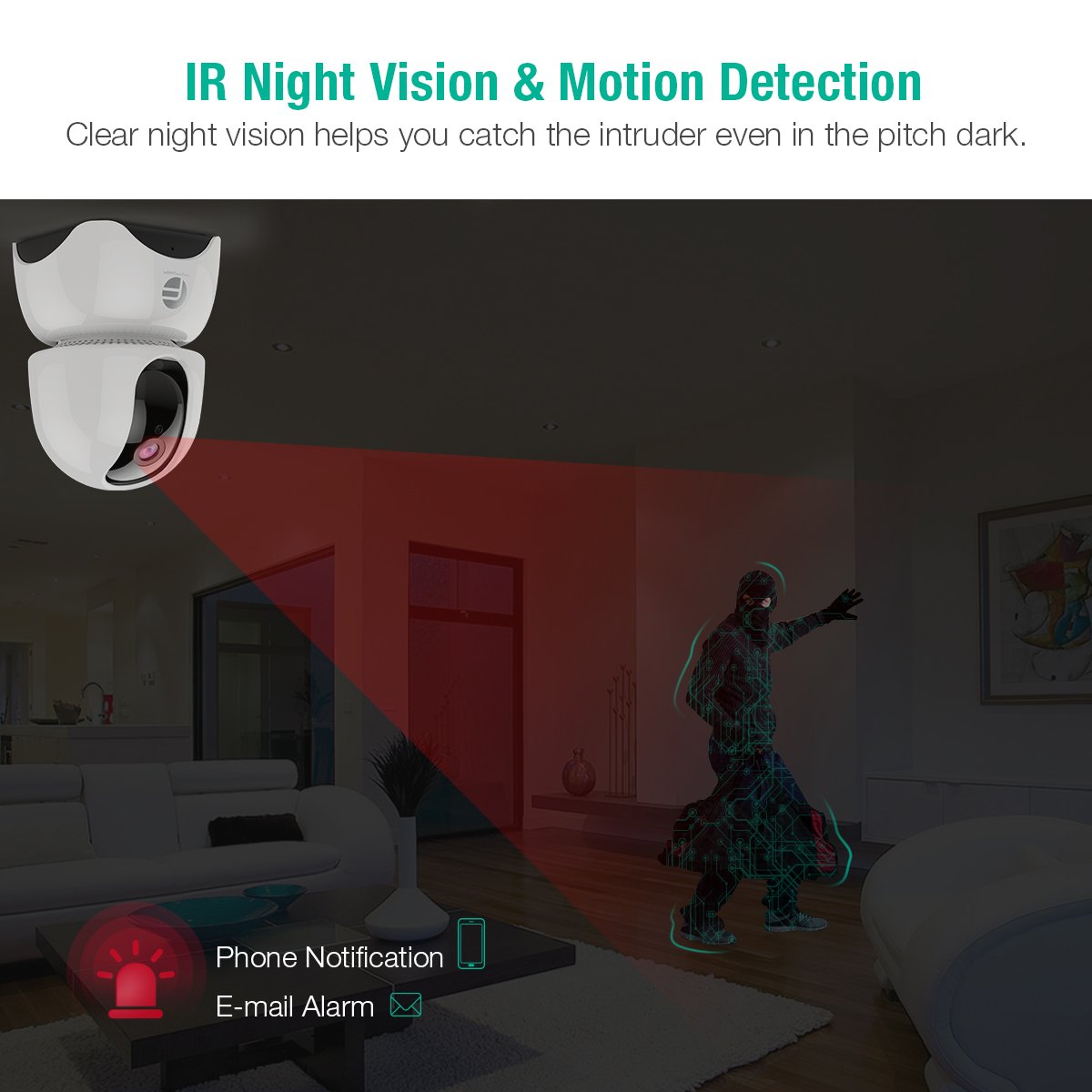 FirstPower Home Camera 1080p Wireless IP Security Surveillance Camera with Night Vision Two-way Talk Motion Detection Pan/Tilt Remote Control for Elder Baby Monitor Nanny Pet with IOS Android PC