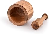 Samhita Acacia Wood Mortar and Pestle 10.16 cm 7.62 cm Garlic Pepper Herb view 4