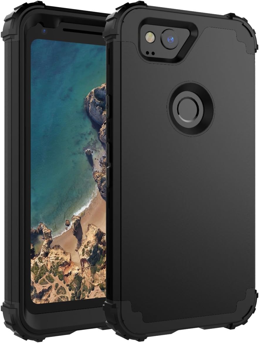OBBCase Google Pixel 2 Case,Google Pixel2 Case,Three Layer Heavy Duty Hybrid Sturdy Armor High Impact Resistant Protective Cover Case for Google Pixel 2 (2017) Black