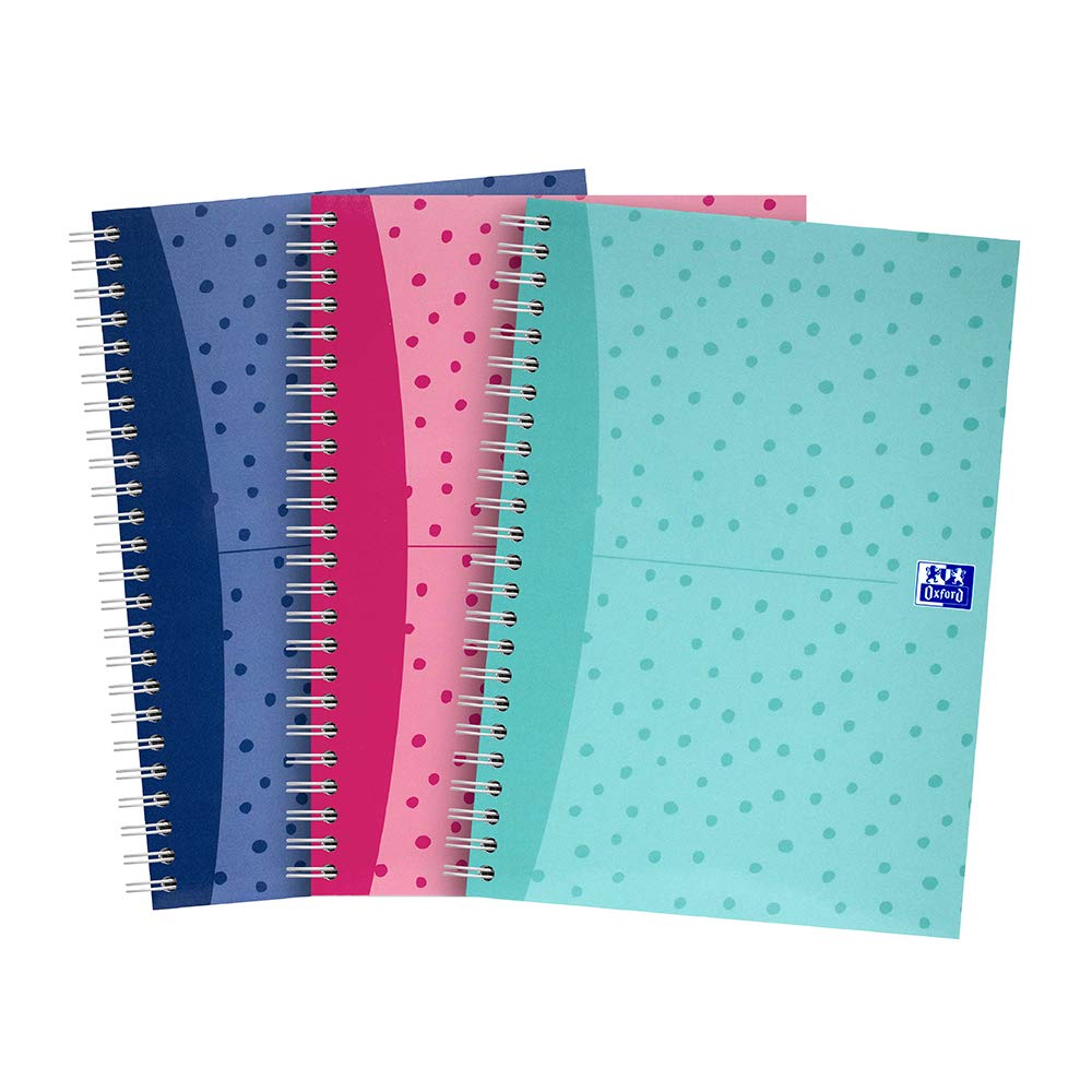 Oxford A5 Notebook, Wirebound, Lined, 200 Page, Assorted Colours, Pack of 3