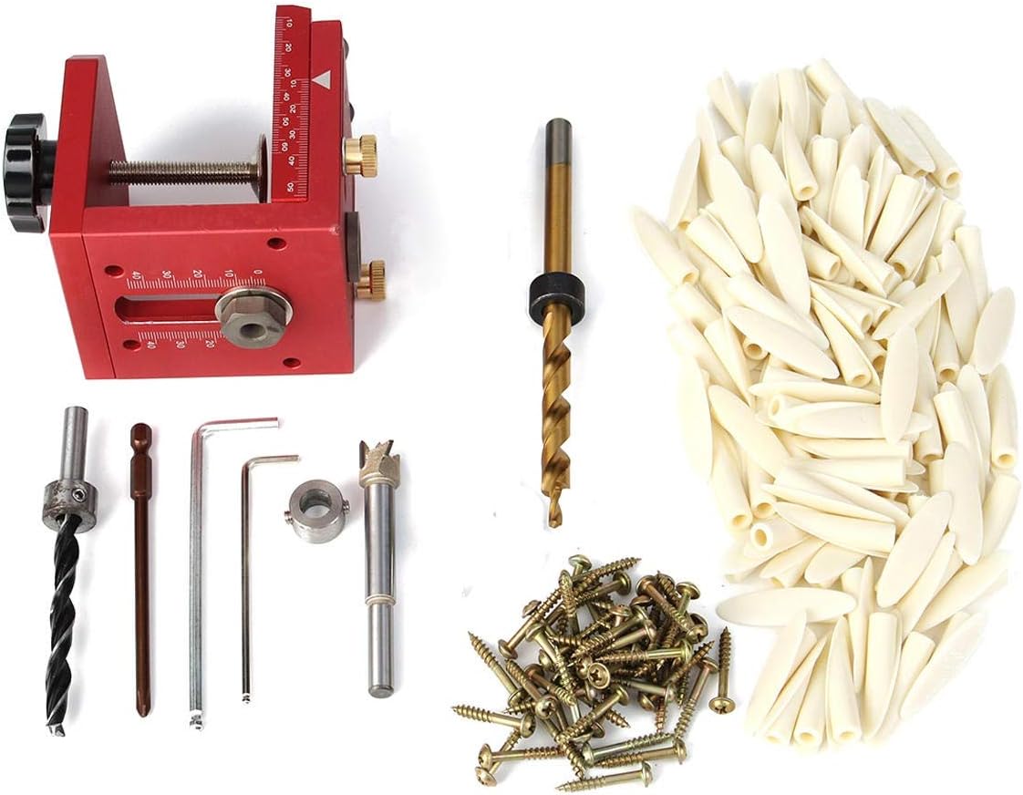 Hole Drill Pocket Guide Dowel Jig Set Woodworking Joinery Master Kit Fixture kit