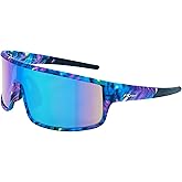 Piranha Eyewear Vibe Sports Sunglasses with Full Multicolor Tie-Dye Frame and Blue Mirror Shield Lens