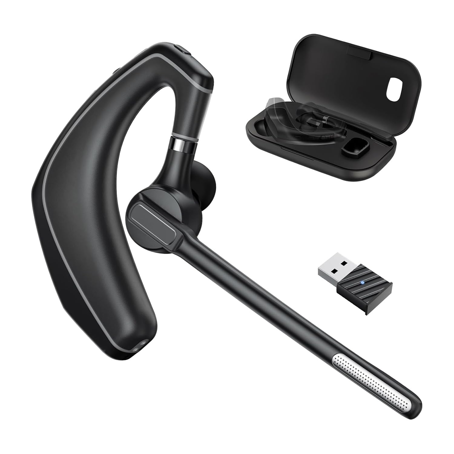 Photo 1 of Wireless Bluetooth Headset for Work With Built-in Microphone 500mAh Charging Case USB Dongle Call Noise Canceling Mic for PC Computer, Laptop, Cell Phones, Remote Work, Call Center, Trucker Work