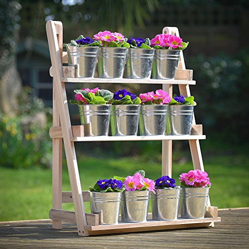 [- Plant Theatre - Three Tier Herb & Plant Theatre in Natural Hardwood. Ideal Gardeners Gift -